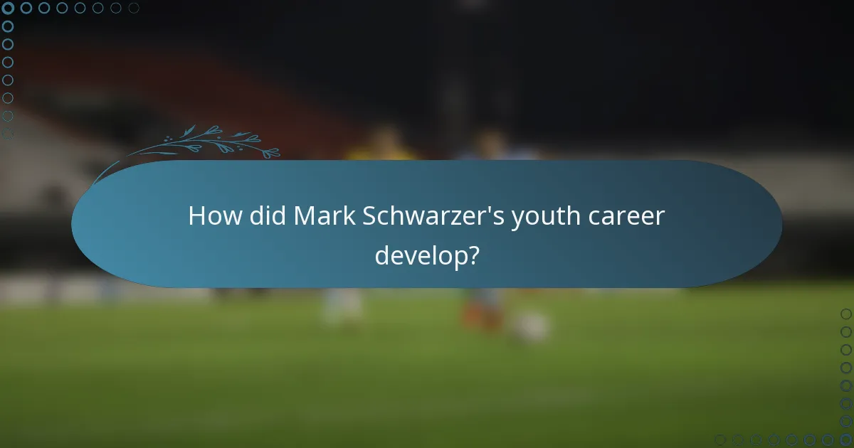 How did Mark Schwarzer's youth career develop?