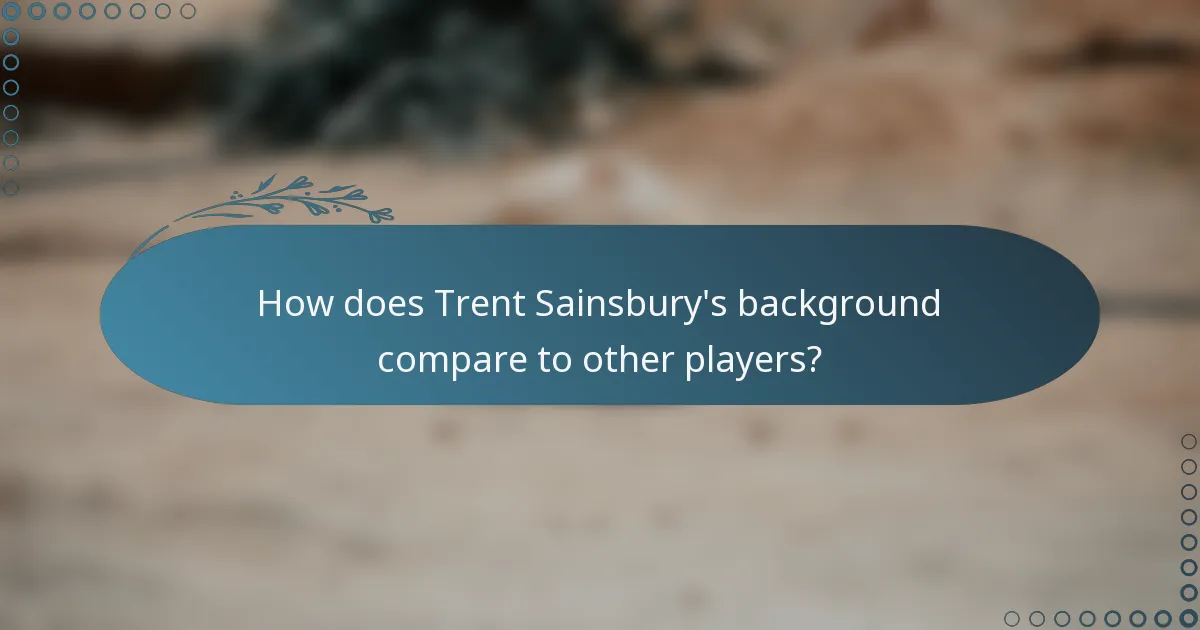 How does Trent Sainsbury's background compare to other players?