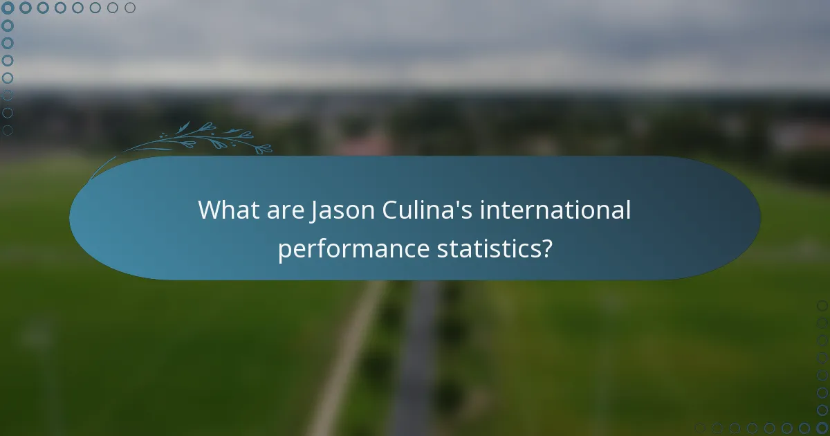 What are Jason Culina's international performance statistics?