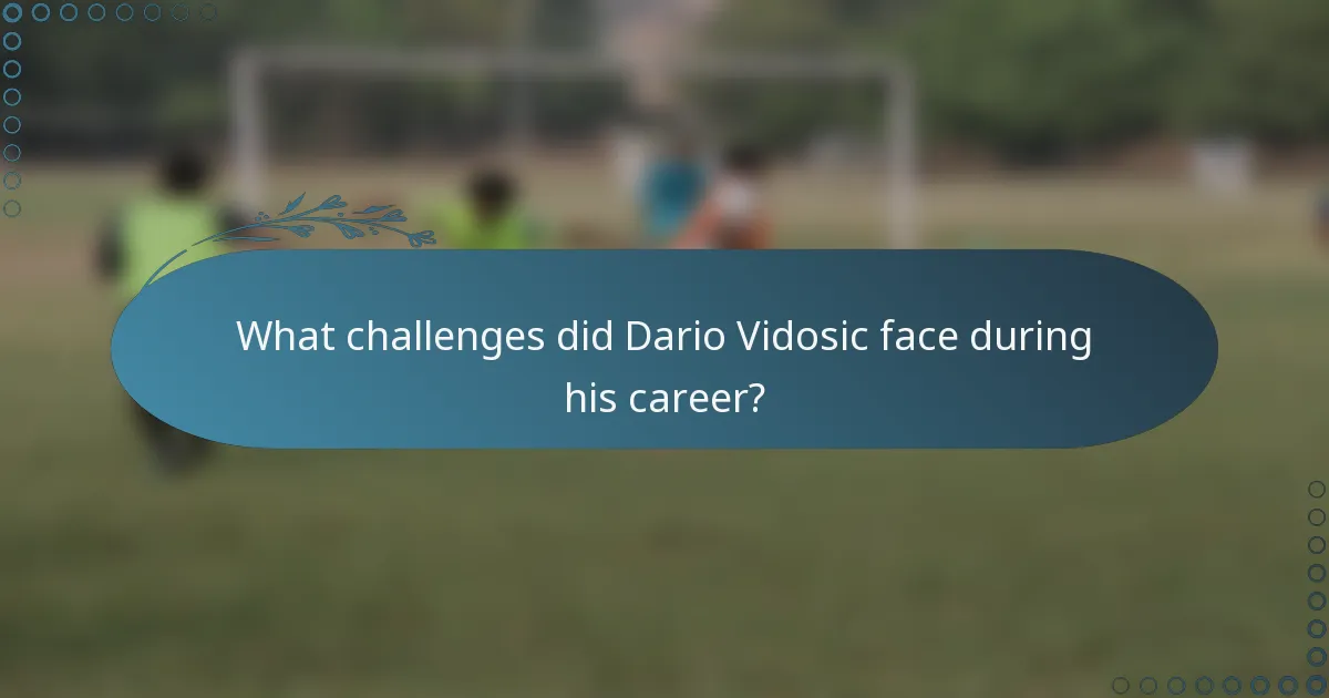 What challenges did Dario Vidosic face during his career?