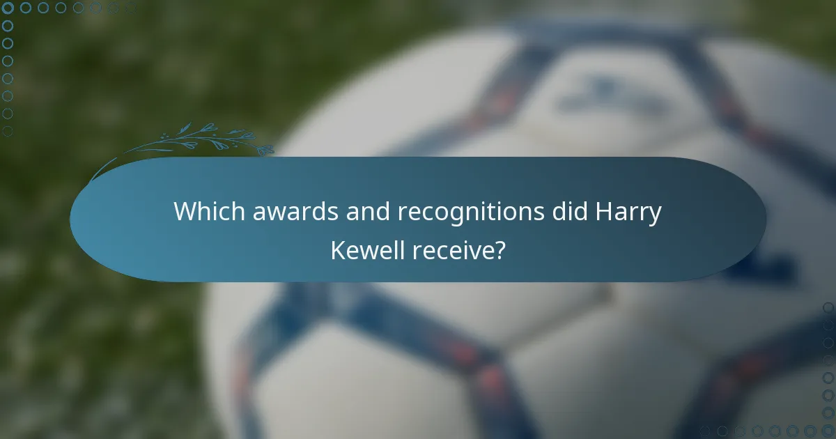 Which awards and recognitions did Harry Kewell receive?